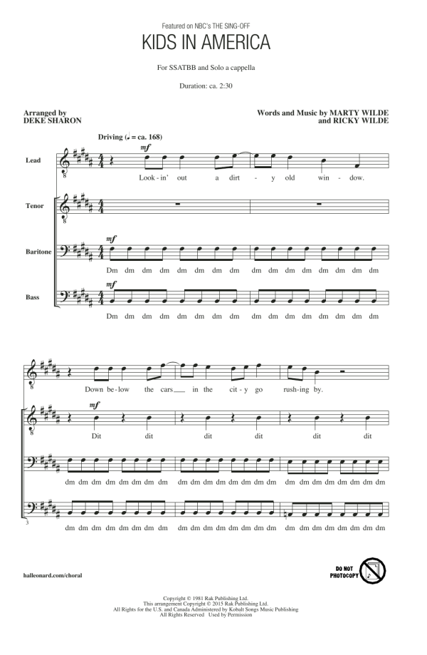 Deke Sharon Kids In America Musik Noten - SATB Choir - 158324-0