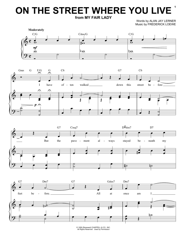 Dennis De Young On The Street Where You Live Musik Noten - Piano & Vocal - 179045-0