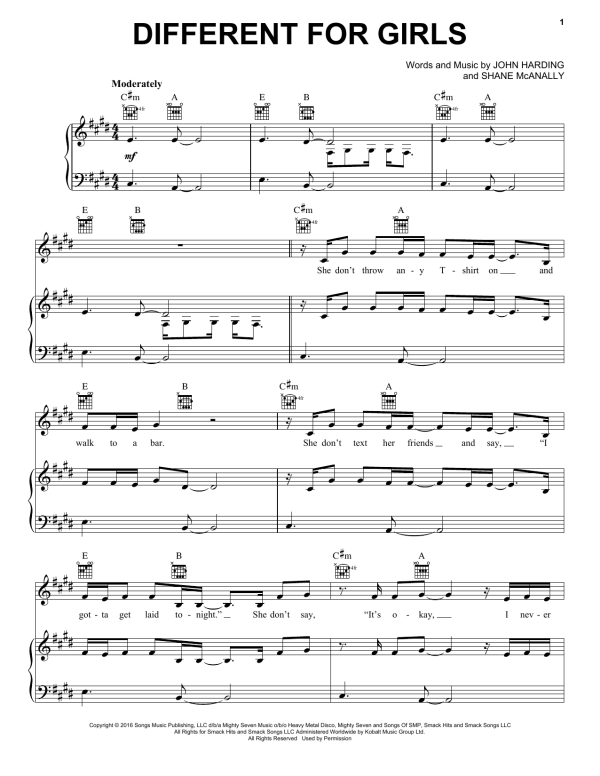 Dierks Bentley feat. Elle King Different For Girls Musik Noten - Piano, Vocal & Guitar Chords - 173897-0