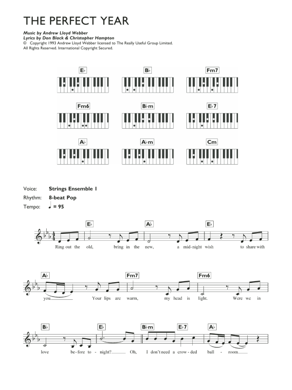 Dina Carroll The Perfect Year (from Sunset Boulevard) Musik Noten - Piano Chords/Lyrics - 118912-0