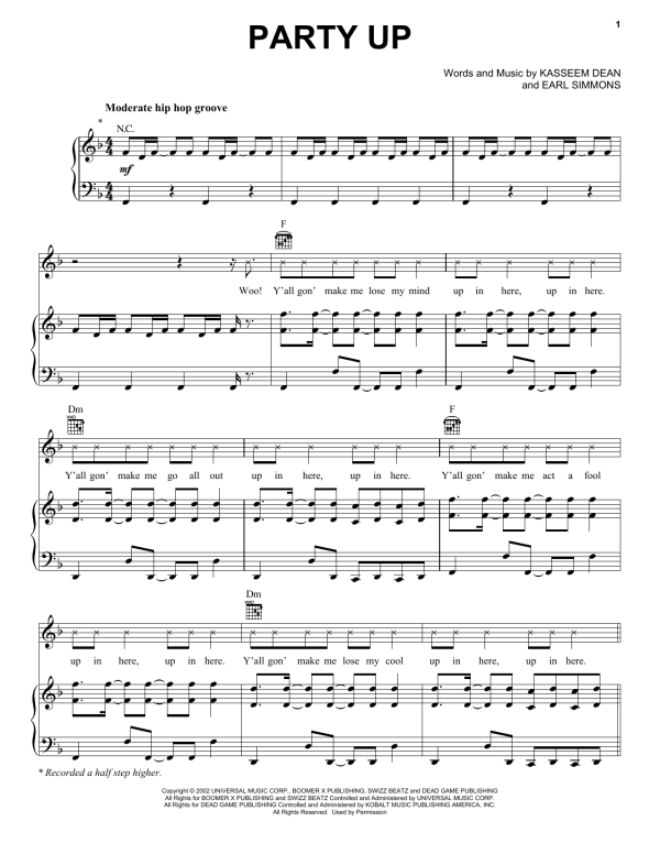 DMX Party Up Musik Noten - Piano, Vocal & Guitar Chords - 157362-0