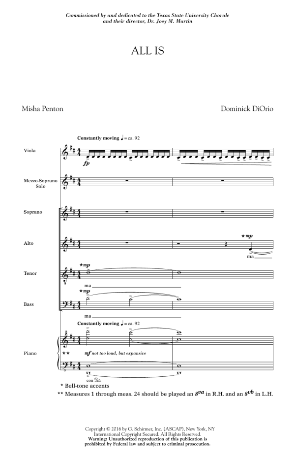 Dominick DiOrio All Is Musik Noten - SATB Choir - 178436-0