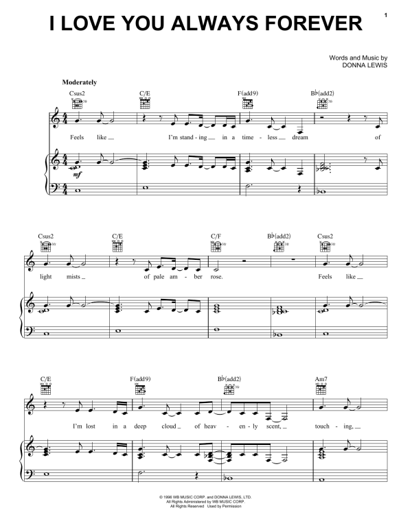 Donna Lewis I Love You Always Forever Musik Noten - Piano, Vocal & Guitar Chords - 157135-0