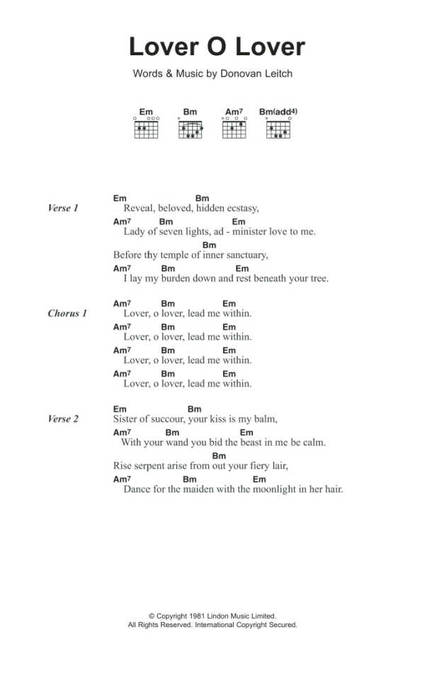 Donovan Lover O Lover Musik Noten - Guitar Chords/Lyrics - 117272-0