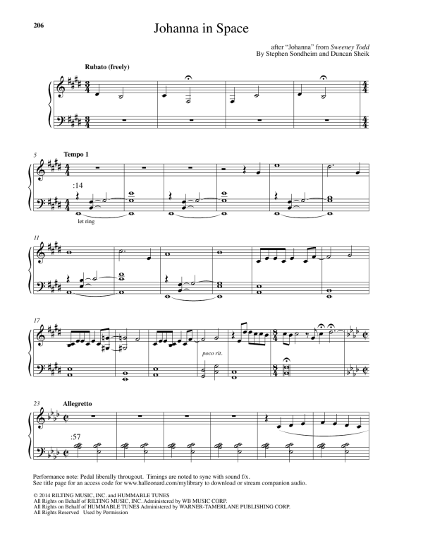 Duncan Sheik Johanna In Space Musik Noten - Piano Solo - 179201-0
