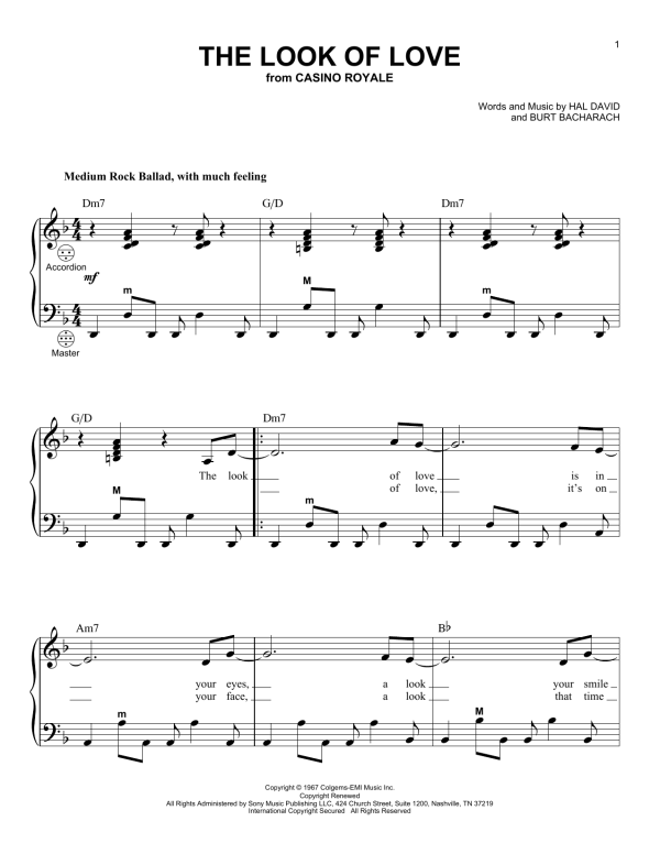 Dusty Springfield The Look Of Love Musik Noten - Guitar Chords/Lyrics - 117979-0