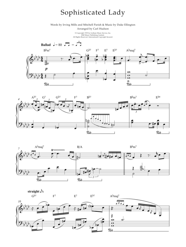 Earl Hines Sophisticated Lady Musik Noten - Piano Solo - 122206-0