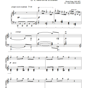 Edvard Grieg Opening Theme from the First Movement of the Piano Concerto in A Minor, Op.16 Musik Noten - Piano Solo - 111244-0