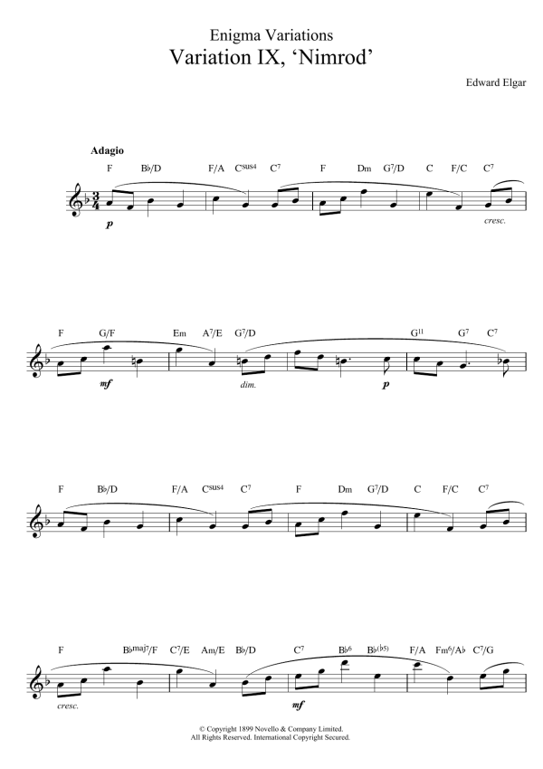 Edward Elgar Nimrod (from Enigma Variations Op.36) Musik Noten - Clarinet Solo - 111051-0