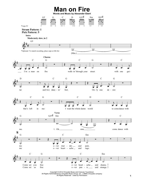 Edward Sharpe and the Magnetic Zeros Man On Fire Musik Noten - Easy Guitar - 156134-0