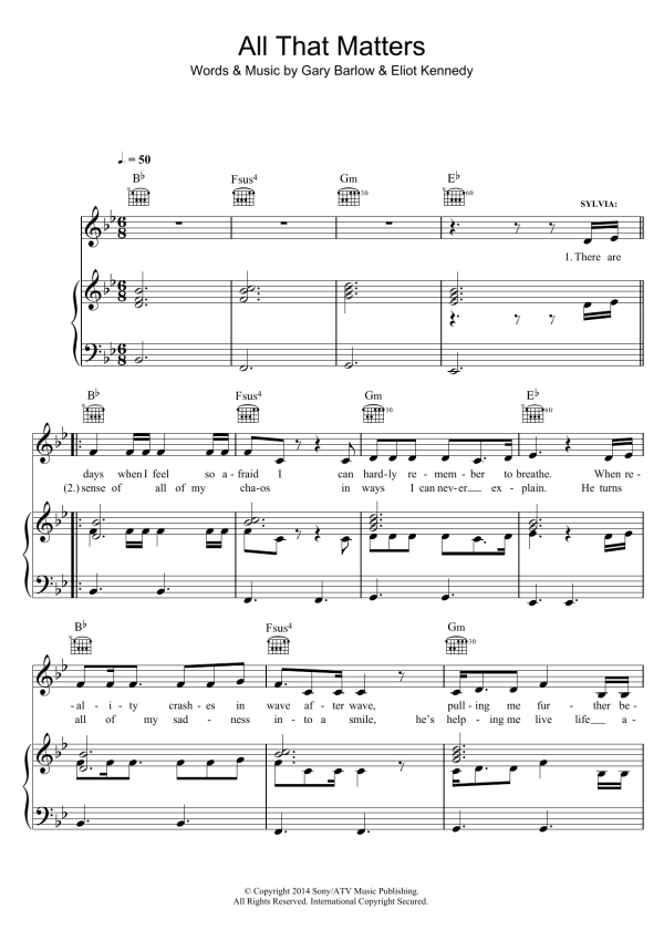 Eliot Kennedy All That Matters (from Finding Neverland) Musik Noten - Piano, Vocal & Guitar Chords - 122503-0