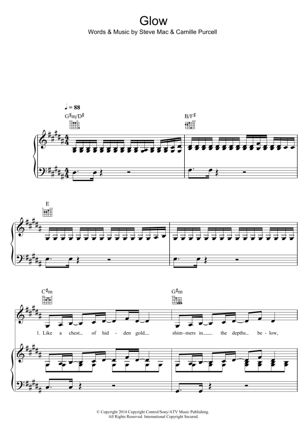 Ella Henderson Glow Musik Noten - Piano, Vocal & Guitar Chords - 119345-0