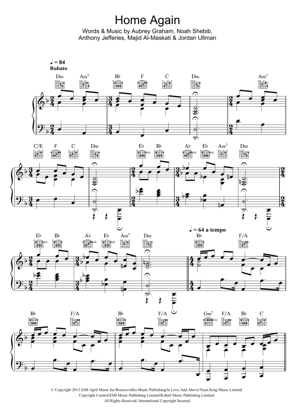 Elton John Home Again Musik Noten - Piano, Vocal & Guitar Chords - 116872-0