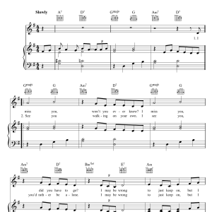 Elvis Presley I Miss You Musik Noten - Piano, Vocal & Guitar Chords - 121108-0
