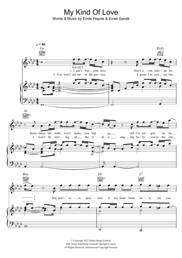 Emeli Sande My Kind Of Love Musik Noten - Easy Piano - 151782-0