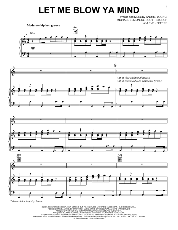 Eve featuring Gwen Stefani Let Me Blow Ya Mind Musik Noten - Piano, Vocal & Guitar Chords - 157358-0