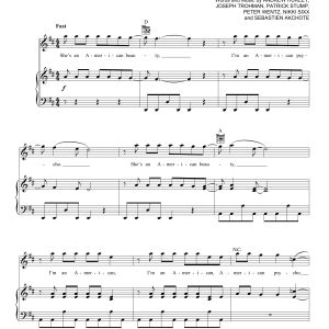 Fall Out Boy American Beauty/American Psycho Musik Noten - Piano, Vocal & Guitar Chords - 160923-0