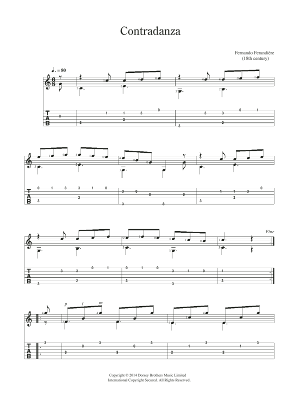 Fernando Ferandiere Contradanza Musik Noten - Easy Guitar - 118709-0