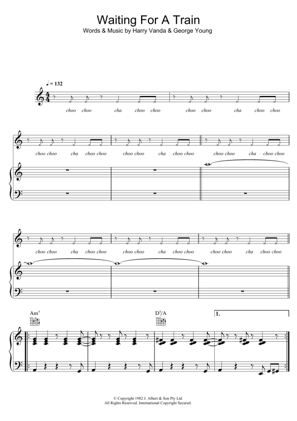 Flash And The Pan Waiting For A Train Musik Noten - Piano, Vocal & Guitar Chords - 123460-0