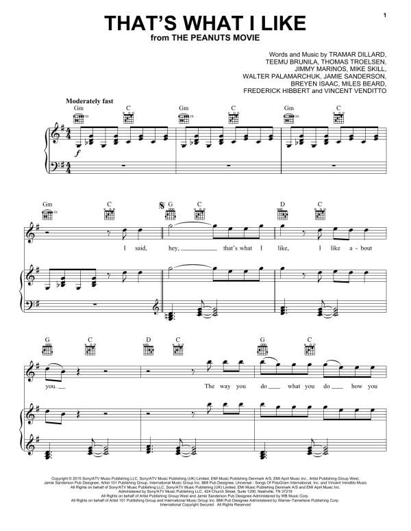 Flo Rida That's What I Like Musik Noten - Piano, Vocal & Guitar Chords - 162481-0