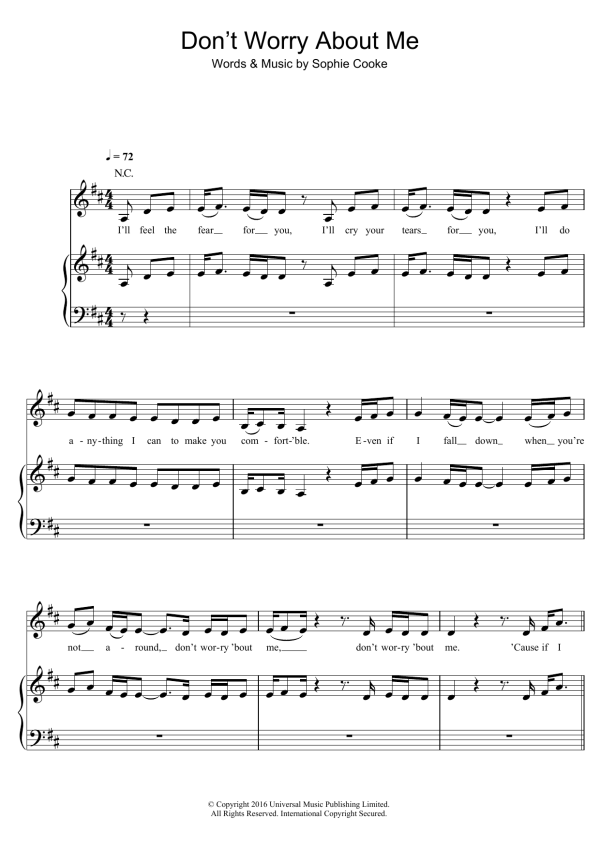 Frances Don't Worry About Me Musik Noten - Piano, Vocal & Guitar Chords - 123346-0