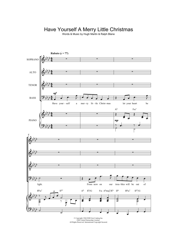Frank Sinatra Have Yourself A Merry Little Christmas (arr. Thomas Lydon) Musik Noten - SATB Choir - 116879-0