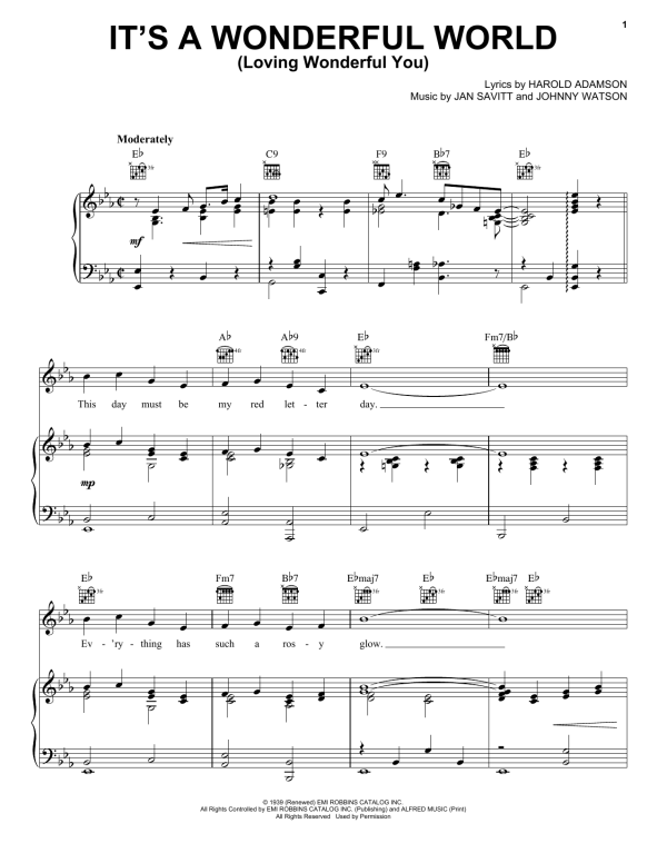 Frank Sinatra It's A Wonderful World (Loving Wonderful You) Musik Noten - Piano, Vocal & Guitar Chords - 156674-0