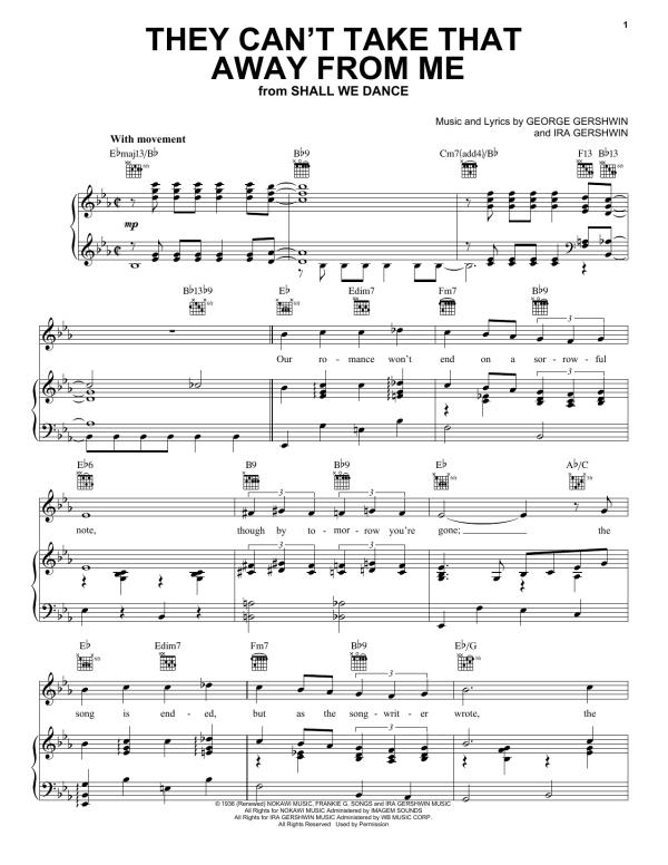 Frank Sinatra They Can't Take That Away From Me Musik Noten - Ukulele Chords/Lyrics - 99759-0