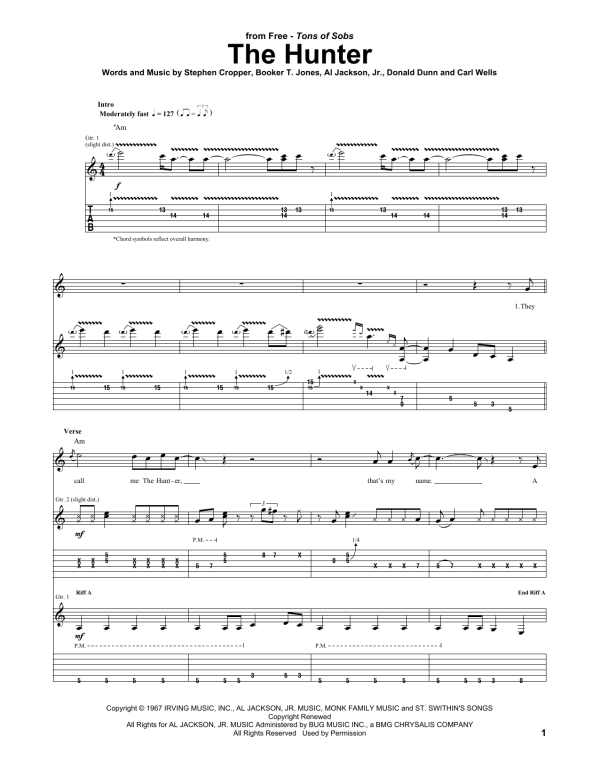 Free The Hunter Musik Noten - Guitar Tab - 155367-0