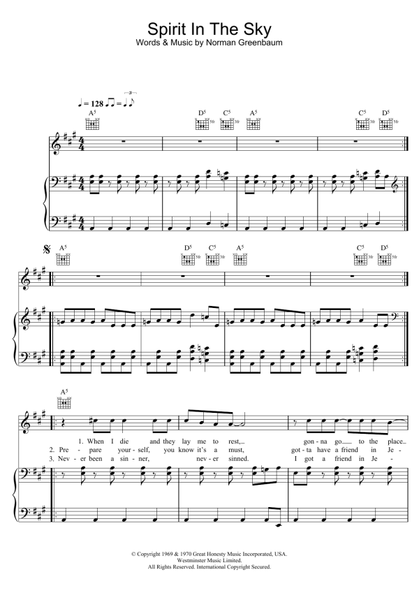 Gareth Gates Spirit In The Sky Musik Noten - Piano Chords/Lyrics - 109675-0