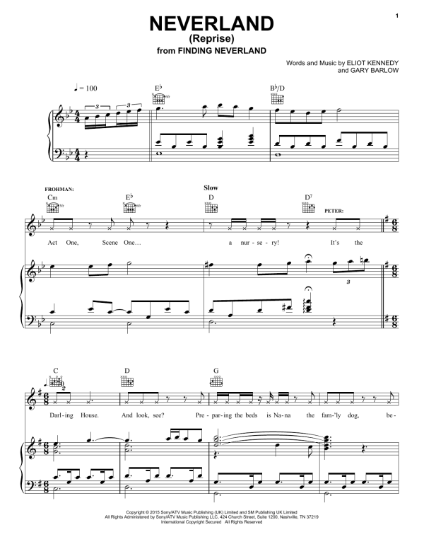 Gary Barlow & Eliot Kennedy Neverland Reprise Musik Noten - Piano, Vocal & Guitar Chords - 164474-0