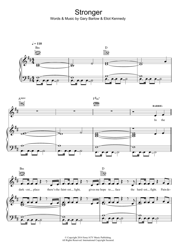 Gary Barlow Stronger (from 'Finding Neverland') Musik Noten - Piano, Vocal & Guitar Chords - 122516-0