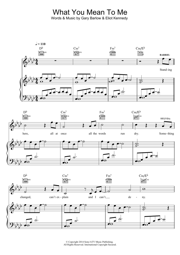 Gary Barlow What You Mean To Me (from 'Finding Neverland') Musik Noten - Piano, Vocal & Guitar Chords - 122521-0