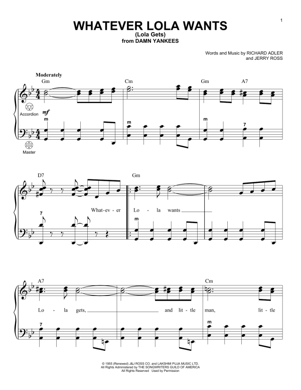 Gary Meisner Whatever Lola Wants (Lola Gets) Musik Noten - Accordion - 158006-0