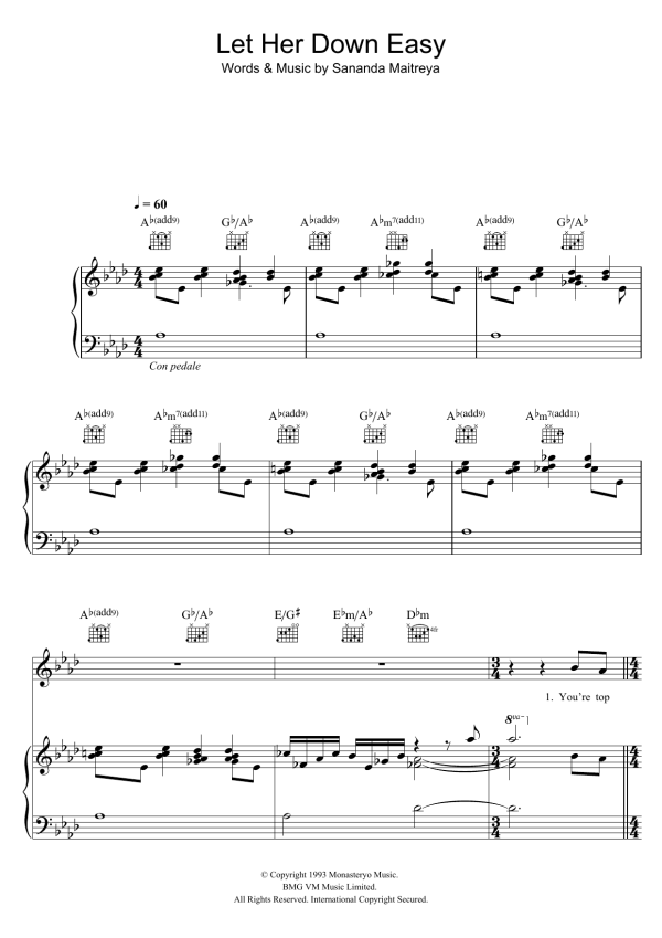 George Michael Let Her Down Easy Musik Noten - Piano, Vocal & Guitar Chords - 118129-0