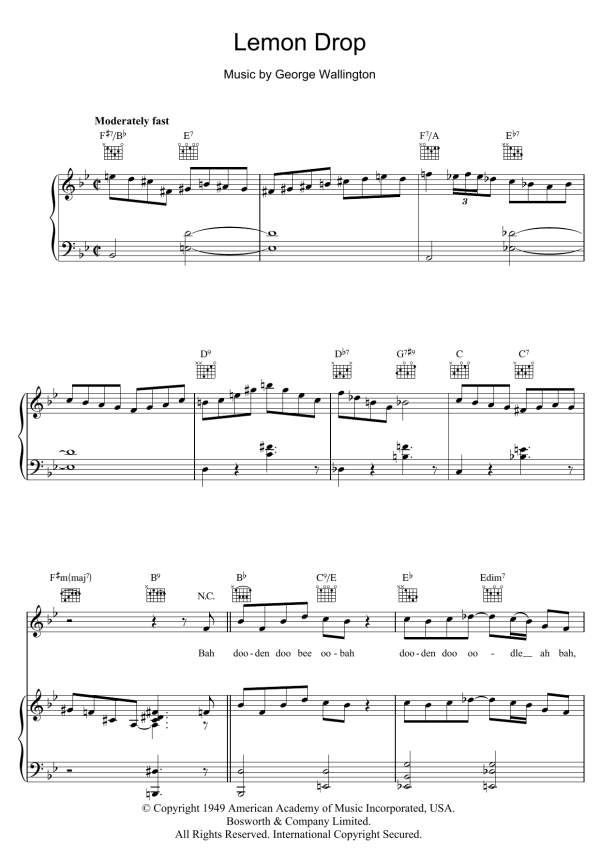 George Wallington Lemon Drop Musik Noten - Piano, Vocal & Guitar Chords - 110871-0