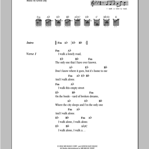 Green Day Boulevard Of Broken Dreams Musik Noten - Easy Guitar Tab - 151100-0