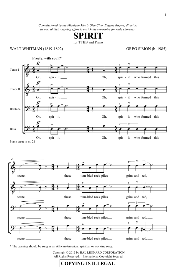 Greg Simon Spirit Musik Noten - TTBB Choir - 158422-0