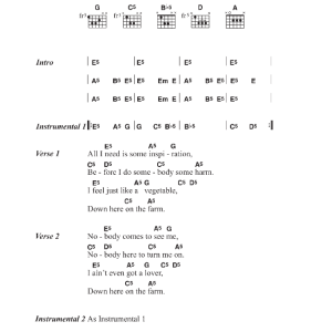 Guns N' Roses Down On The Farm Musik Noten - Guitar Chords/Lyrics - 119069-0