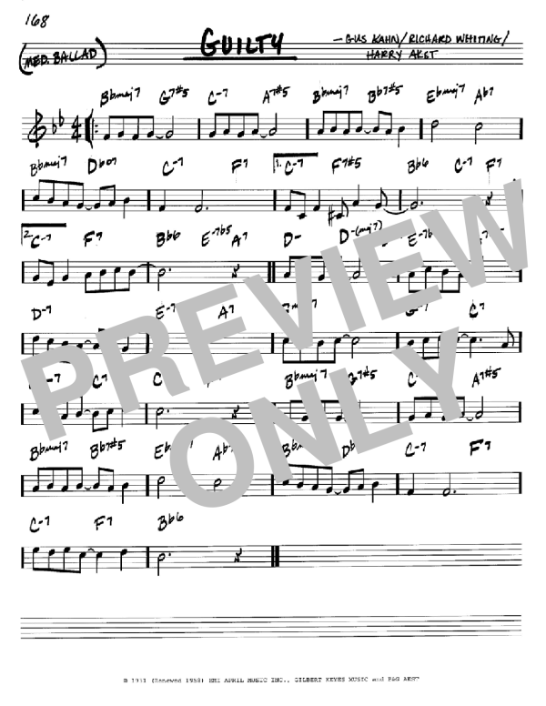 Gus Kahn Guilty Musik Noten - Piano, Vocal & Guitar Chords - 111229-0