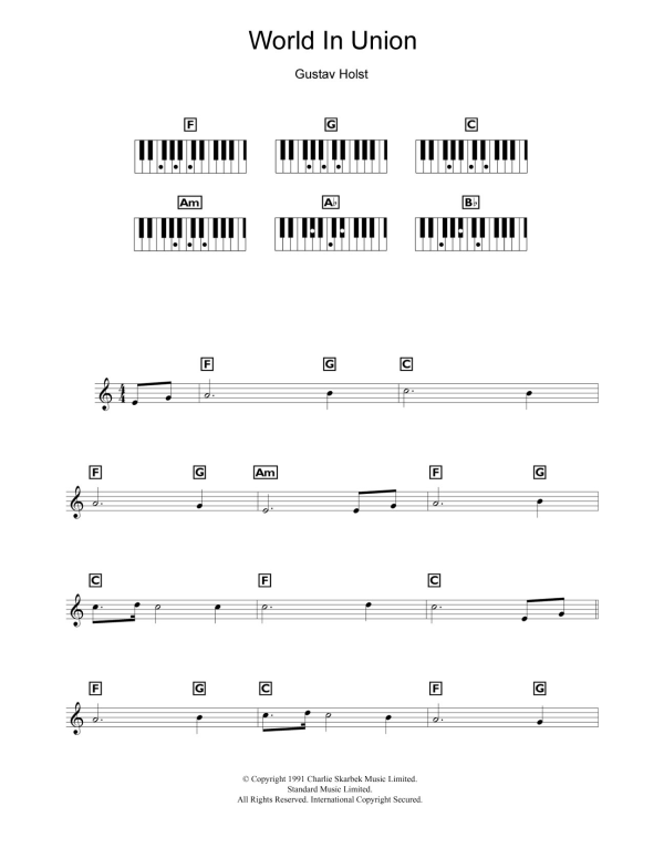 Gustav Holst World In Union Musik Noten - Piano Chords/Lyrics - 109837-0