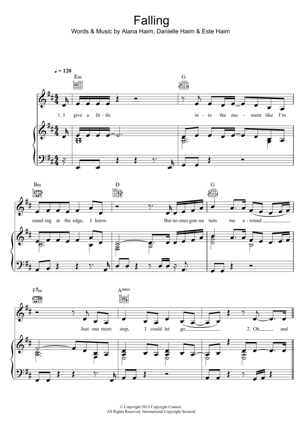 Haim Falling Musik Noten - Guitar Chords/Lyrics - 119152-0