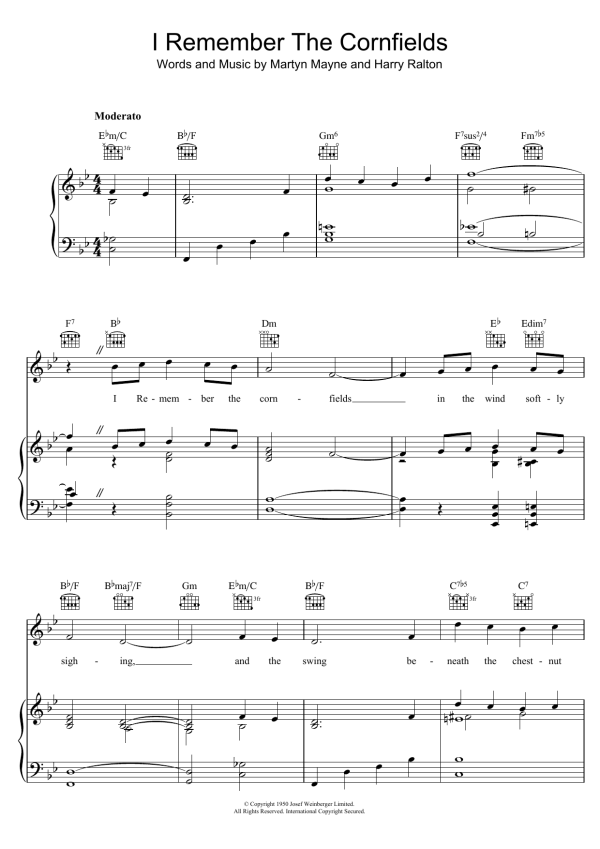 Harry Ralton I Remember The Cornfields Musik Noten - Piano, Vocal & Guitar Chords - 110337-0