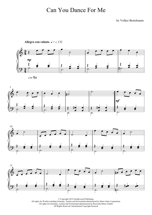 Hauschka Can You Dance For Me Musik Noten - Piano Solo - 121158-0