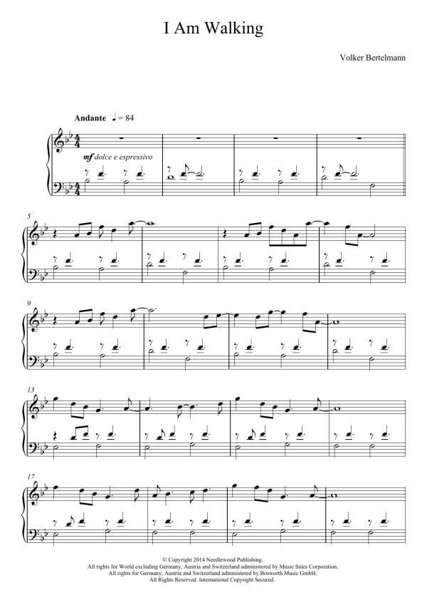 Hauschka I Am Walking Musik Noten - Piano Solo - 123028-0