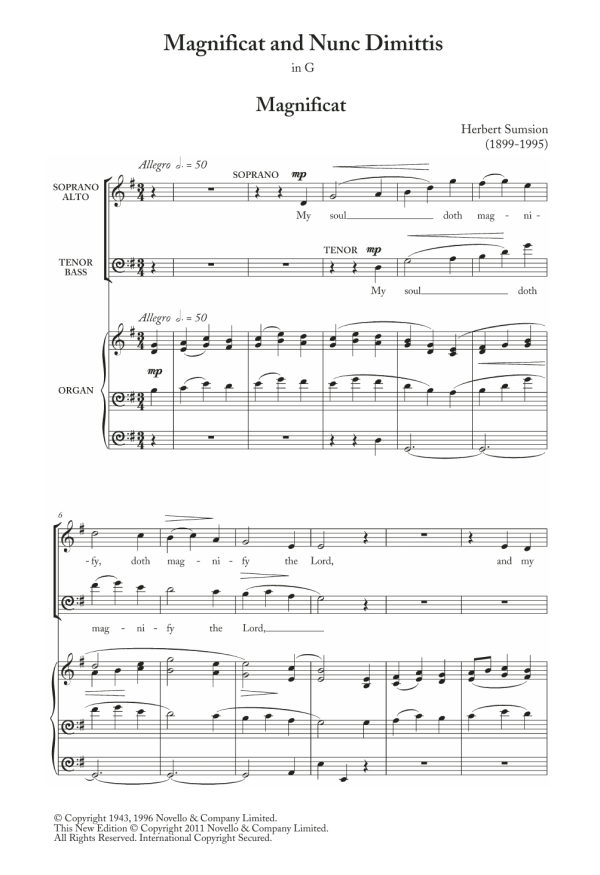 Herbert Sumsion Magnificat And Nunc Dimittis In G Musik Noten - Choir - 120988-0