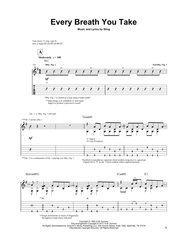 Igor Presnyakov Every Breath You Take Musik Noten - Solo Guitar - 178029-0