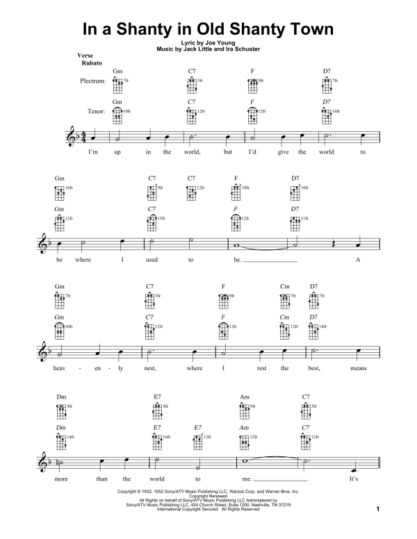 Ira Schuster In A Shanty In Old Shanty Town Musik Noten - Banjo Tab - 178559-0
