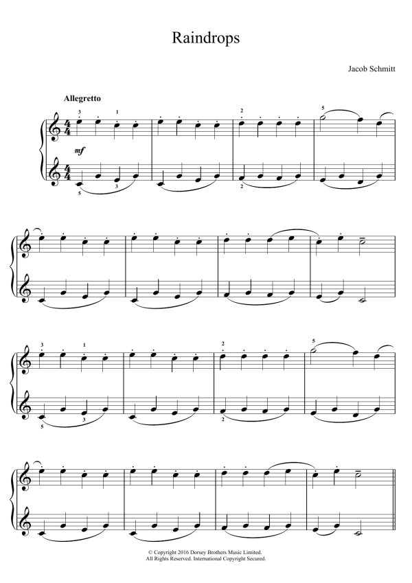 Jacob Schmitt Raindrops Musik Noten - Easy Piano - 123663-0