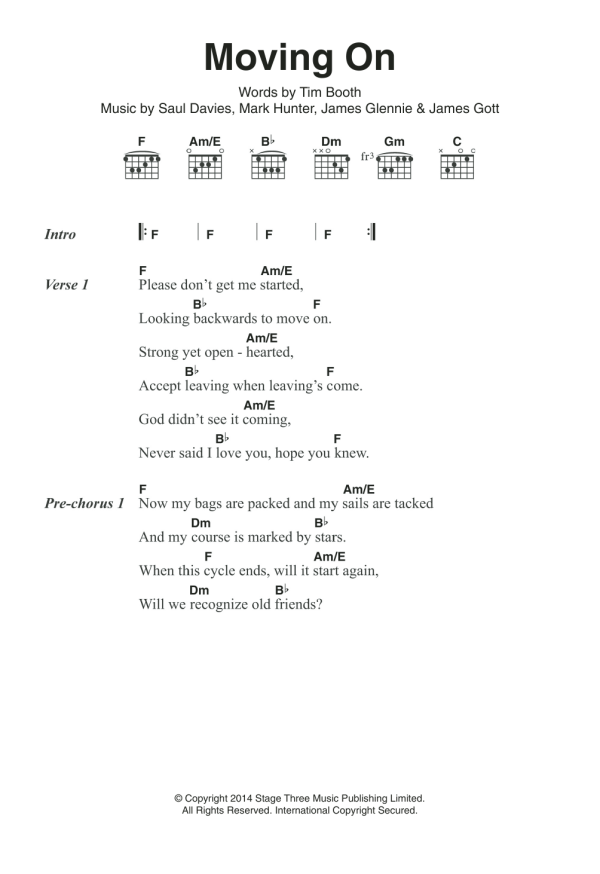 James Moving On Musik Noten - Guitar Chords/Lyrics - 120916-0
